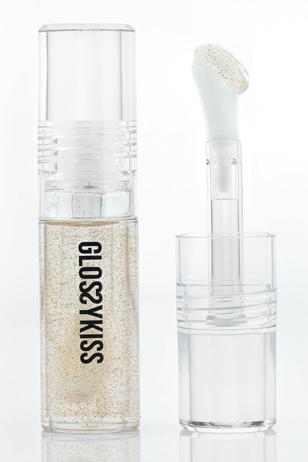 Блиск для губ GlossyKiss SKYRIS прозорий із золотими блискітками